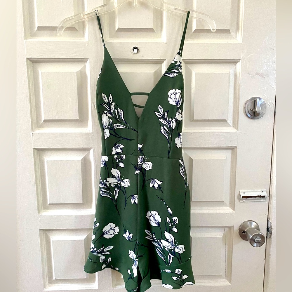 Green floral romper